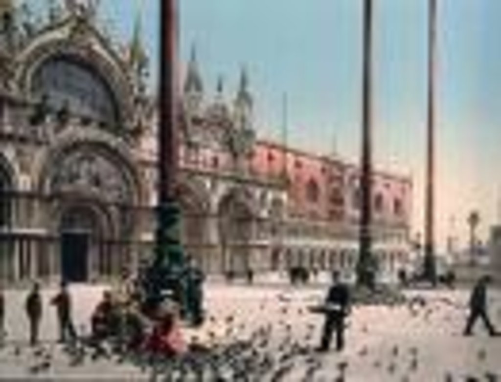 Feeding Pigeons In Front Of St. Mark`S Cathedral, Venice, Italy [1903]