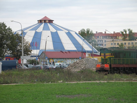 фото Бело-голубой  купол цирка в Автово. Санкт-Петербург, Россия