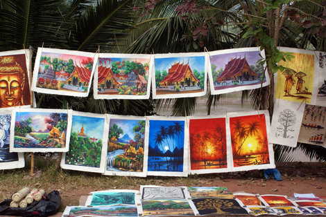 Картины местных художников Луанг-Прабанг, Лаос