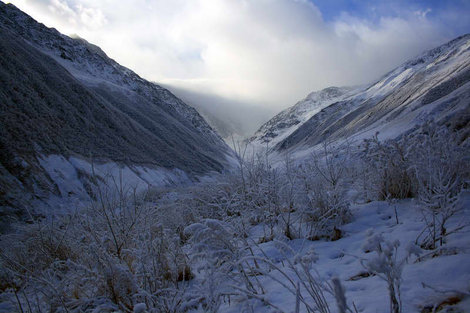 Зимний пейзаж. Геналдонское ущелье. Северная Осетия-Алания, Россия