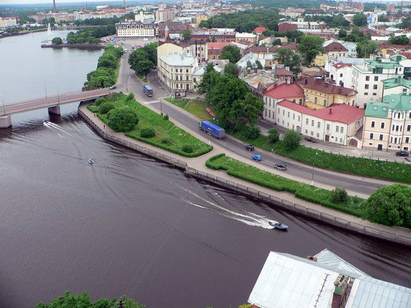 Вид с башни на город и Финский залив Выборг, Россия