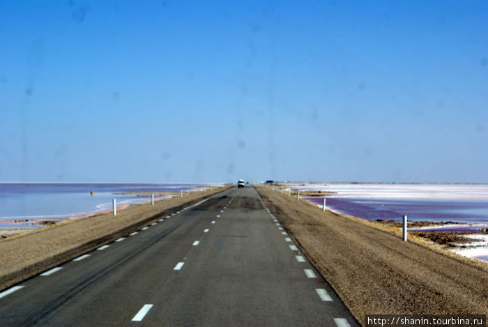 Дорога через соляное озеро Чот эль-Джерид Таузар, Тунис