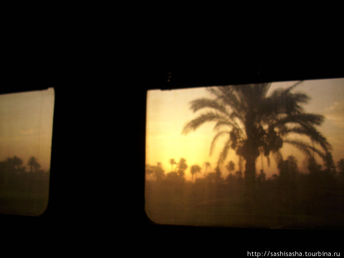 Из окна поезда по пути из Каира в Асуан. То ли рассвет, то ли закат. Египет