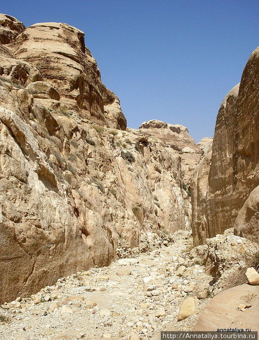 Сухое каменистое русло вади Петра, Иордания