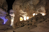 Пещеры в ущелье Святой Феклы по ночам подсвечивают (электричество частенько пропадает)