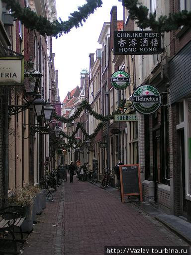 Тихая улочка Лейден, Нидерланды