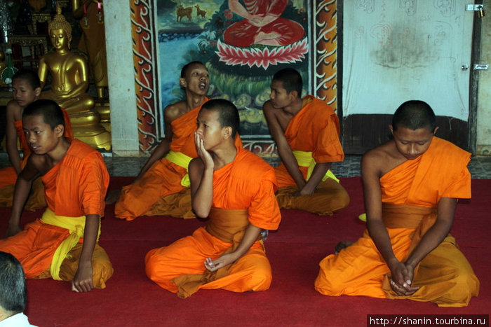 Молодые монахи откровенно скучают Удон-Тани, Таиланд