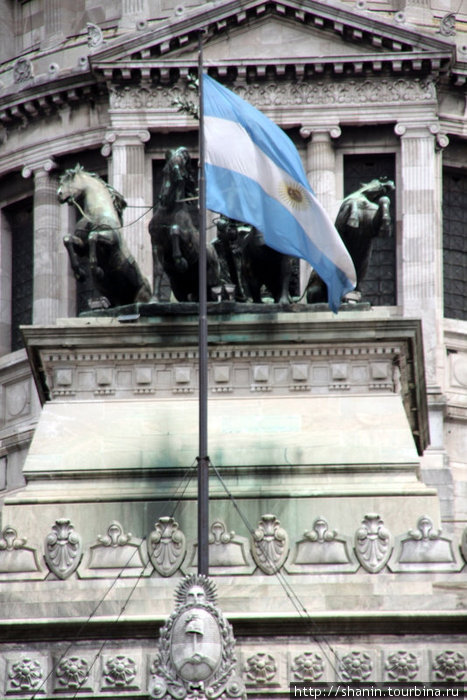 Аргентинский флаг на здании Парламента Буэнос-Айрес, Аргентина