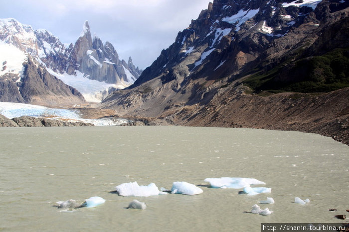 Мини-айсберги откалываются от ледника и дрейфуют по озеру Лос-Гласьярес Национальный парк, Аргентина