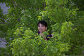 Эта девушка забралась на дерево и собирает ещё зелёные абрикосы, потому что если не она, то завтра их сорвёт кто-нибудь другой.