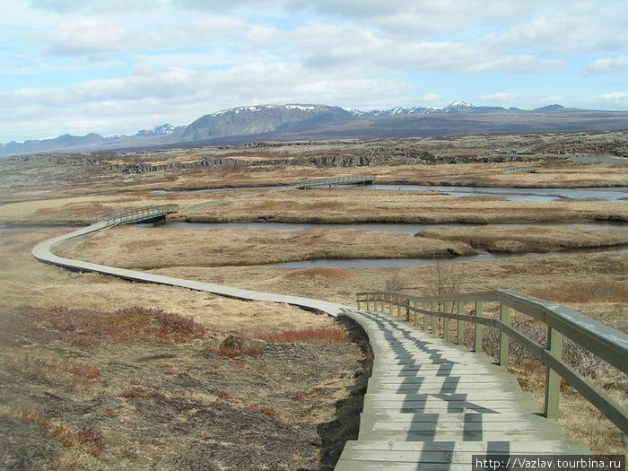 Дорога вдаль Тингвеллир Национальный парк, Исландия