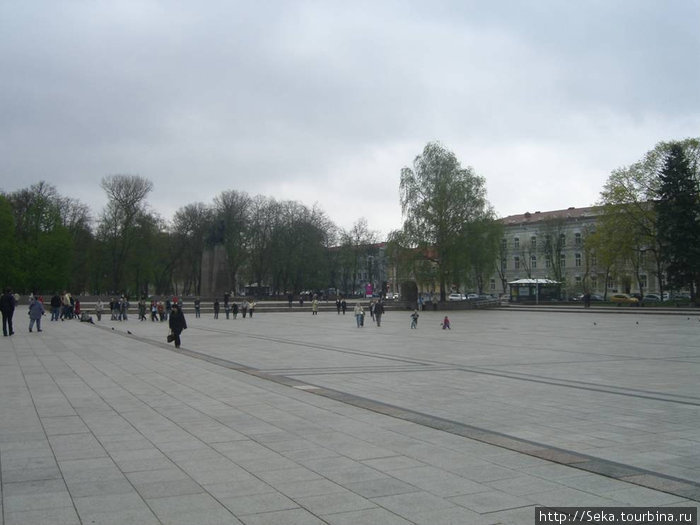 Площадь, вдалеке памятни Гедиминасу Вильнюс, Литва