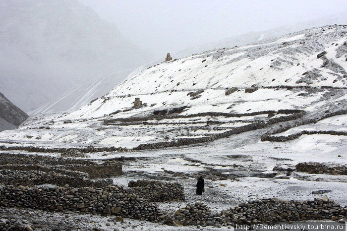 Это очень скверно, поскольку впереди перевал Numla (5238) и если у нас на 4200 много снега валит, то что же там? Непал