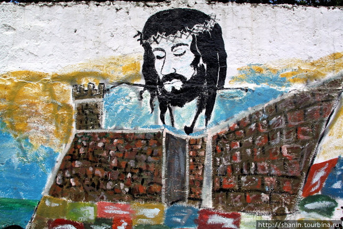 Картина на стене — форт и Иисус Христос Пампатар, Венесуэла