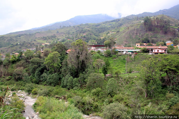 Вид на Табай с противоположного берега реки Табай, Венесуэла