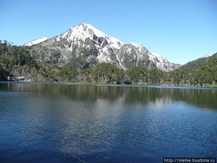 В национальном парке к востоку от Виларики. Озеро расположено на высоте  и  окружено необычными хвойными  лесами. Сантьяго, Чили