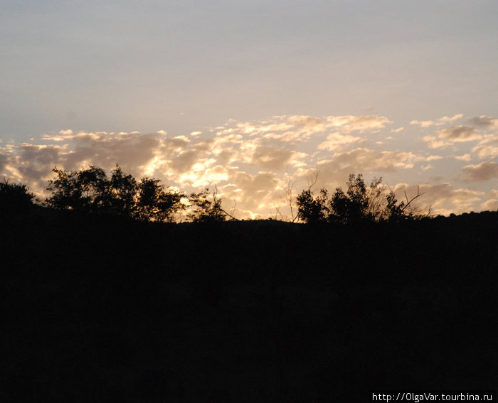 Восход солнца в заповеднике Масай Мара Масаи-Мара Национальный Парк, Кения