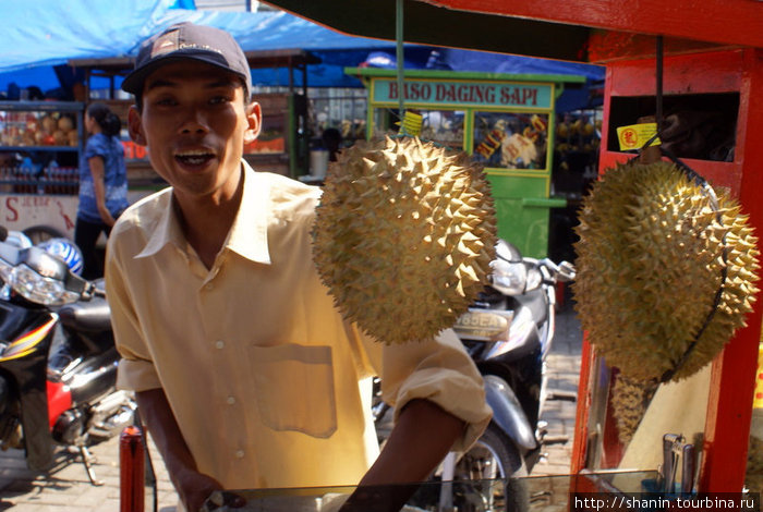 Торговец дурианами Богор, Индонезия