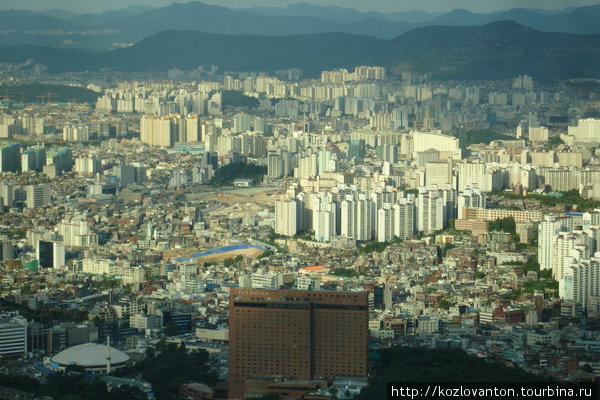 Панорама Сеула с телебашни Намсан. Сеул, Республика Корея
