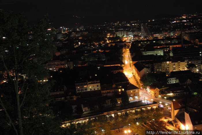 Ночная Любляна с высоты Любляна, Словения