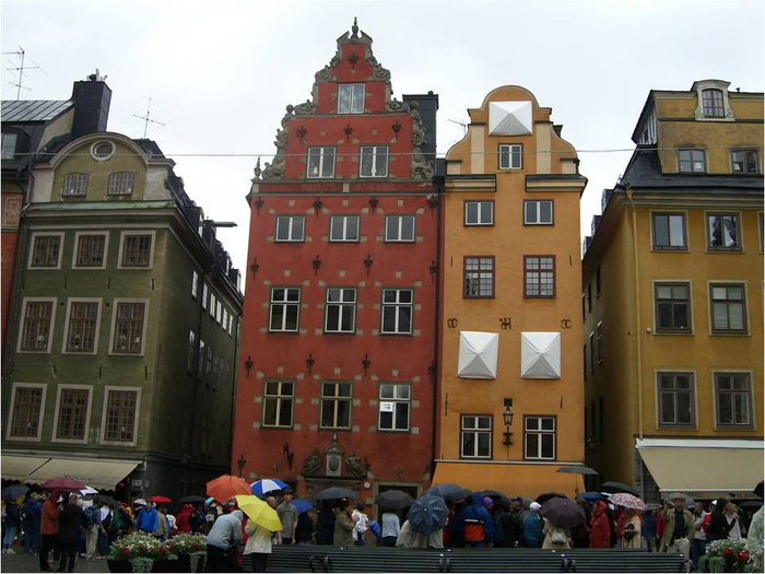 Нарядные домики на площади Стокгольм, Швеция