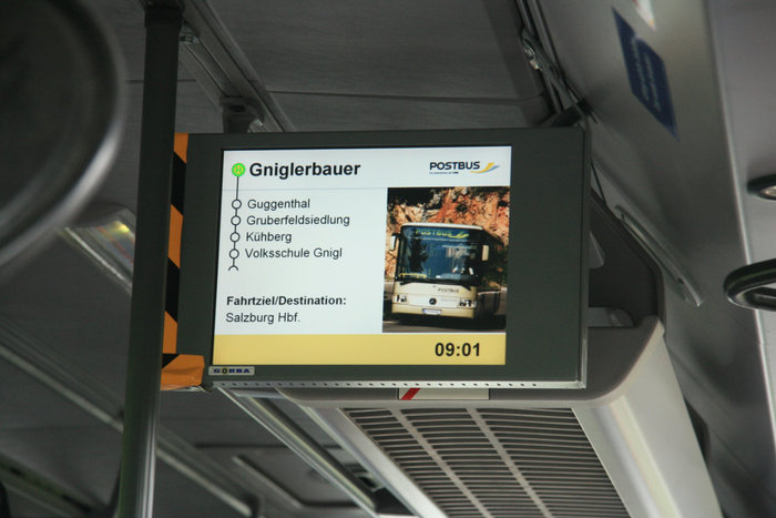 экран австрийского рейсового автобуса Австрия