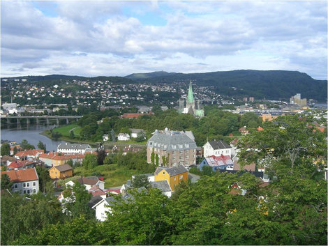 Тронхейм с высоты крепости Кристиансен Тронхейм, Норвегия