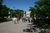 Площадь Искусств, за памятником А.С.Пушкину здание Русского музея.