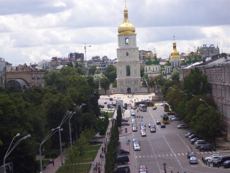 Вид с колокольни на Софийскую площадь Киев, Украина