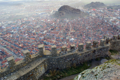 Вид с вершины горы Афьонкарахисар Афьонкарахисар, Турция