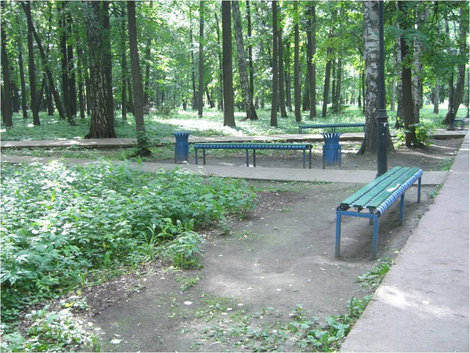 Скамеечки в парке Зеленодольск, Россия