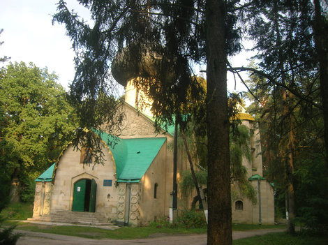 Вид из-за дерева и чуть справа Богодухов, Украина