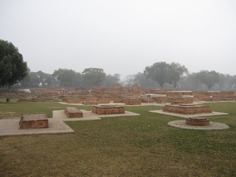 это все — остатки фундаментов древних монастырей Сарнатх, Индия