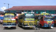 Эти автобусы индонезийцы почему-то очень любят всячески украшать и раскрашивать. Почему — непонятно, к тому же они, как правило, всегда очень древние.