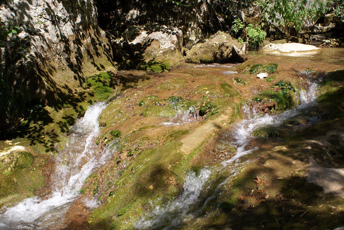 Вода, камень и зеленые водоросли Республика Крым, Россия