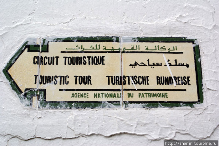 Указатель туристического маршрута на стене дома Тунис, Тунис