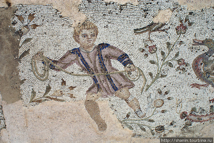 Фрагмент мозаики на полу римской виллы в Карфагене Сиди-Бу-Зид, Тунис