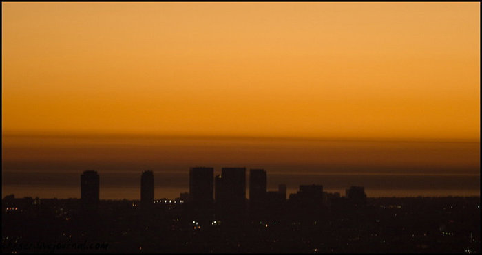 Небоскребы Лос Анжелеса на фоне заката Лос-Анжелес, CША
