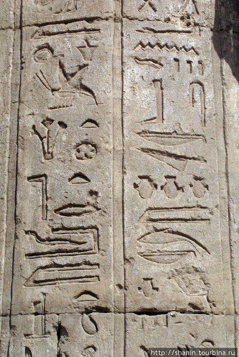 Египетские иероглифы на стене Эдфу, Египет
