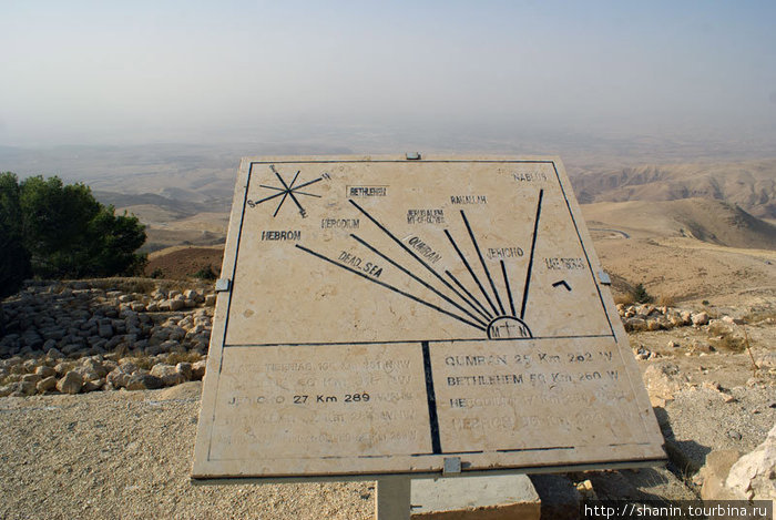 Карта направлений на горе Небо Гора Нево́ (710м), Иордания
