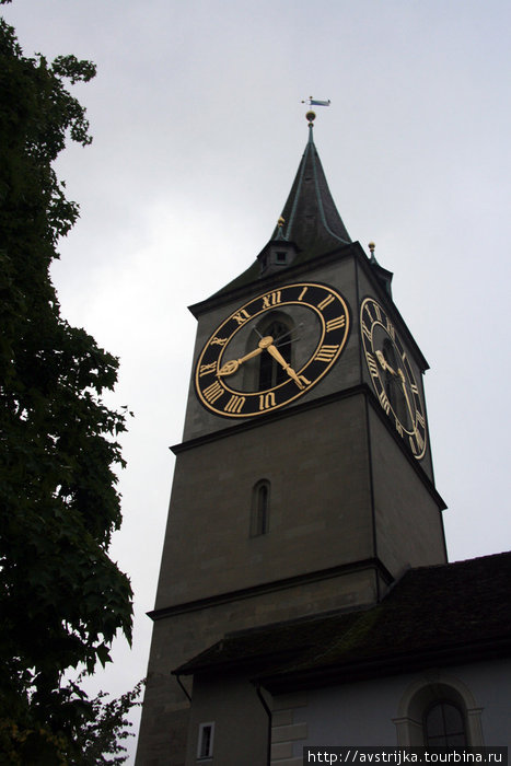 часы на церкви Святого Петра в Цюрихе Цюрих, Швейцария