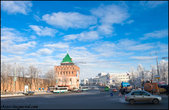 Вид с Покровки на Дмитровскую башню кремля и площадь Минина