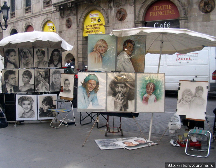 Творчество уличных художников на Ramblas Барселона, Испания