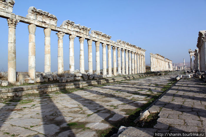 Тени от длинного ряда колонн Афамия, Сирия