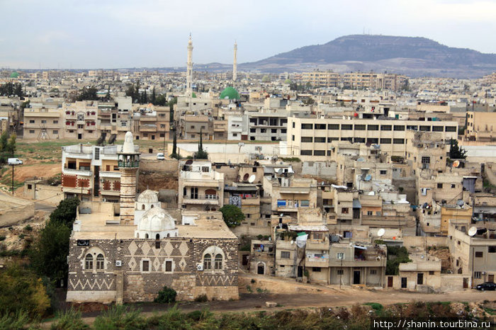 Вид на город с вершины крепостного холма Хама, Сирия
