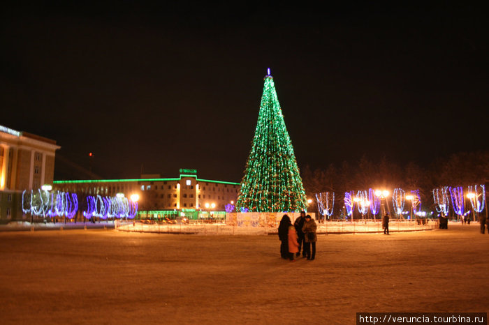 Елка на центральной площади перед Кремлем. Великий Новгород, Россия
