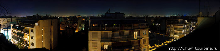 Ночная панорама с балкона номера 703. Афины, Греция