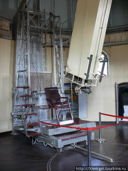 Обсерватория сейчас стала обычным музеем. Внутри шара сохранился телескоп и стул, на котором сидел астроном и крутился, как следует из конструкции, вместе со всем шаром на крыше и телескопом. Шанхай, Китай