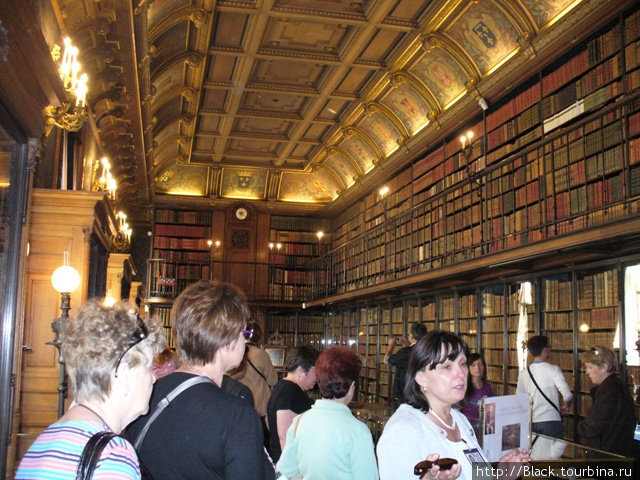 Библиотека с тысячами томов книг Шантийи, Франция