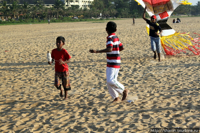 Дети с воздушным змеем Негомбо, Шри-Ланка